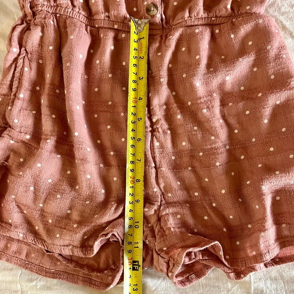 Mauve one‎ piece romper elastic waist white Polka dot Abercrombie kids 15/16